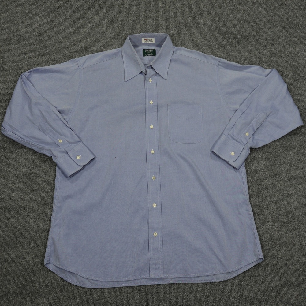 Gitman Bros Shirt Mens 16.5x34 Blue Sea Island Cotton Oxford Cloth Made in USA